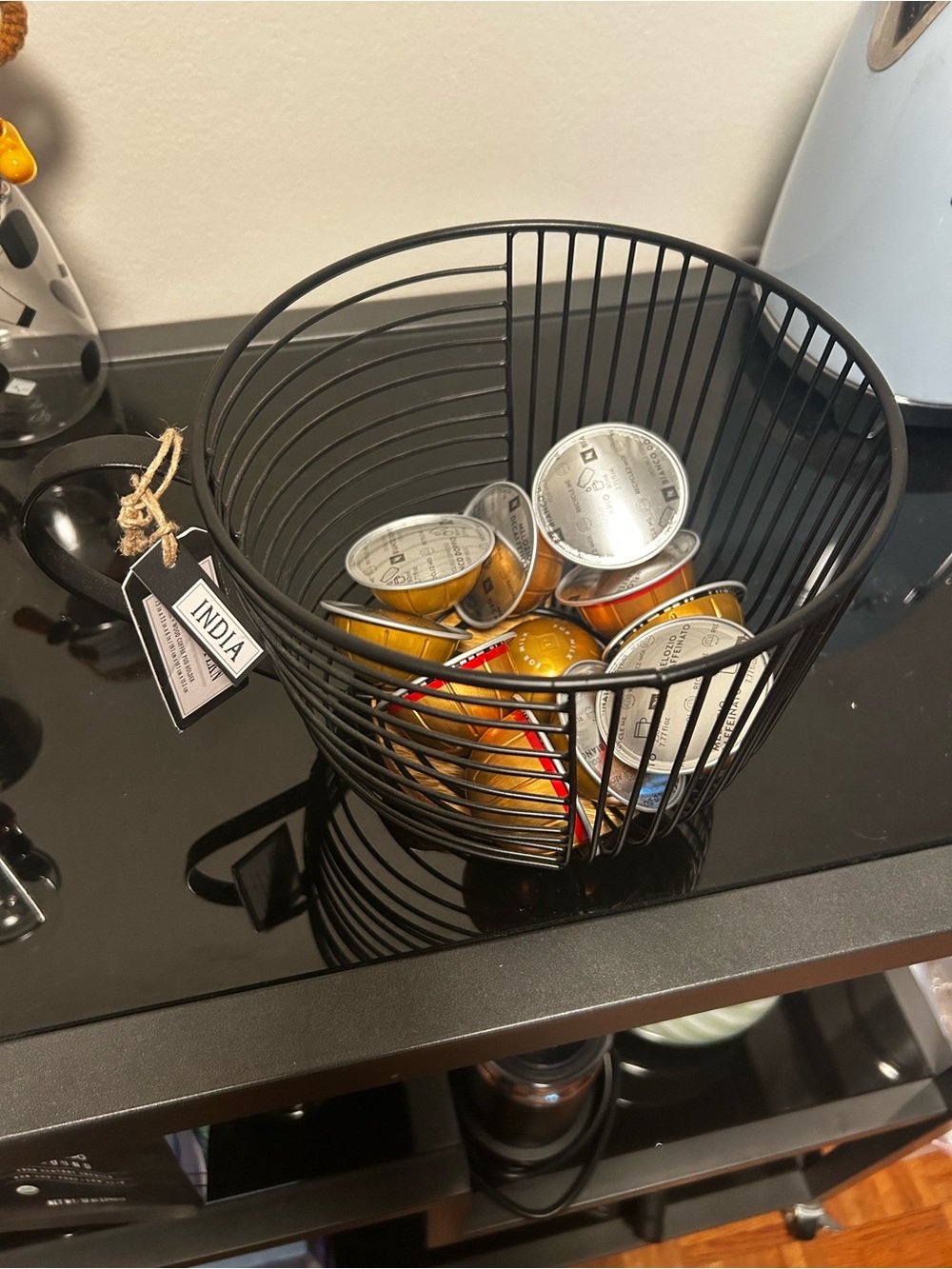 Black Wire Coffee Pod Holder Basket